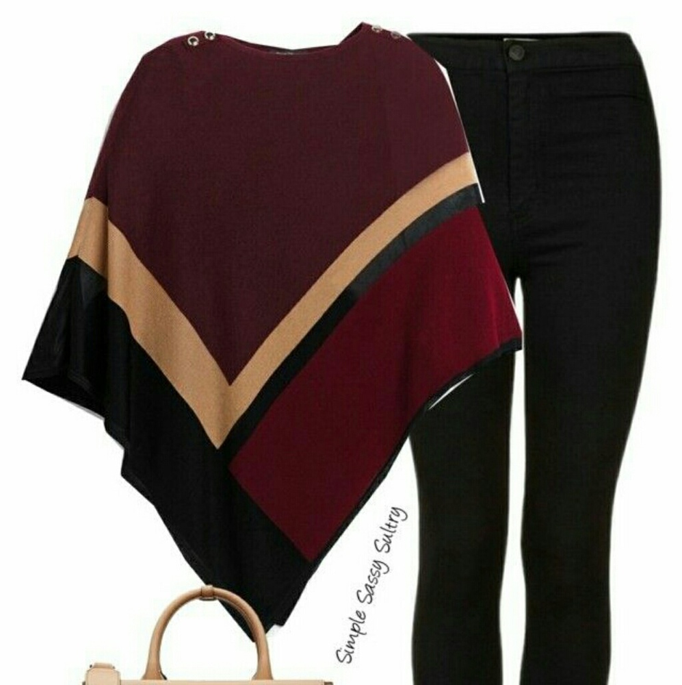 Burgundy White House Black Market poncho